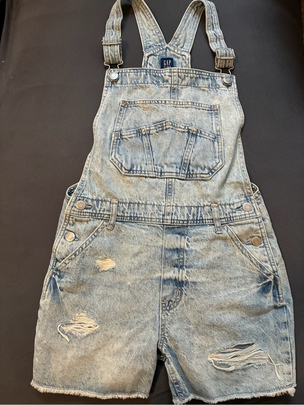 GAP Light Blue Distressed Denim Short Overalls